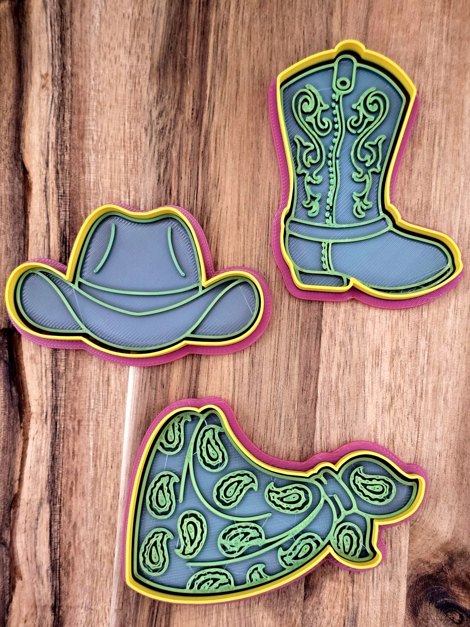 Cowboy Hat Scarf Boot Western Cookie Cutter Play