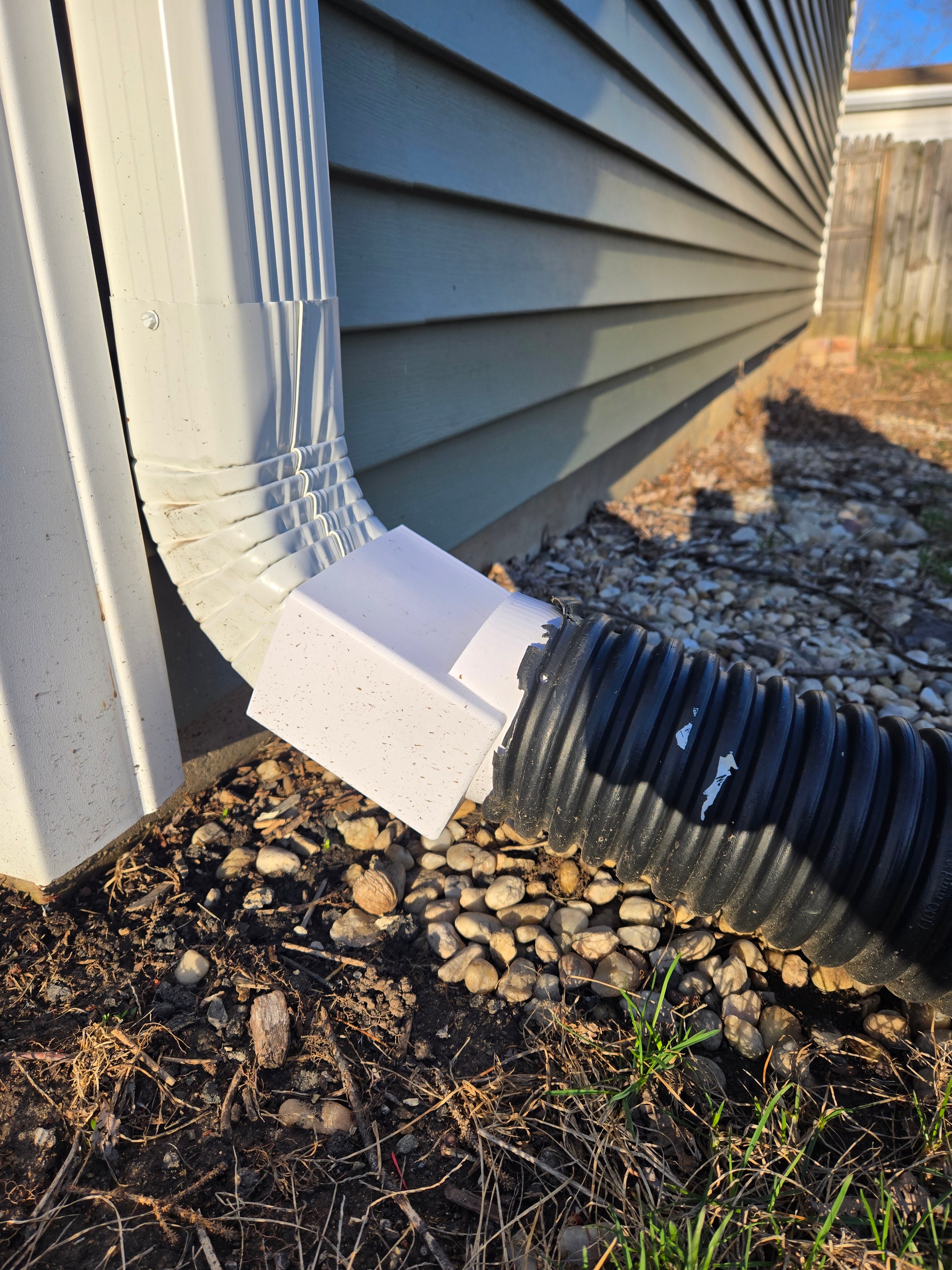 3x4 Downspout A/B Elbow to 4" Drain Tile Adapter