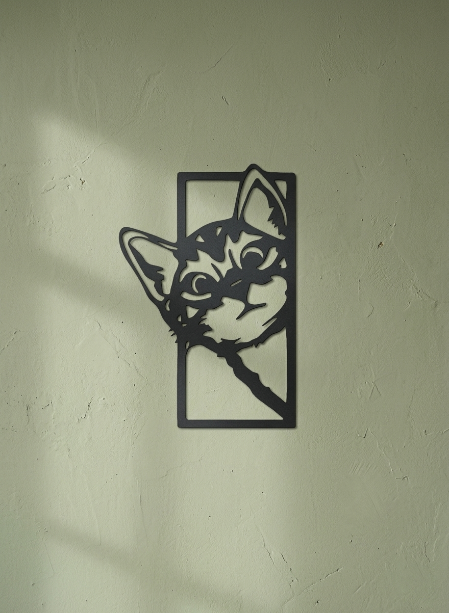 Quadro Gatto Curioso - Wall art of line art