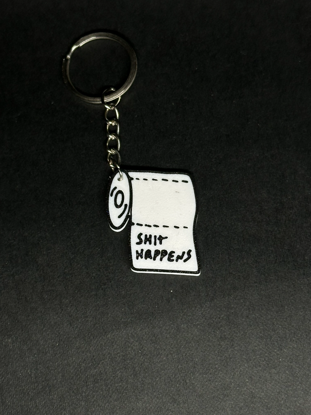 Roll of Paper Shit Happens keychain