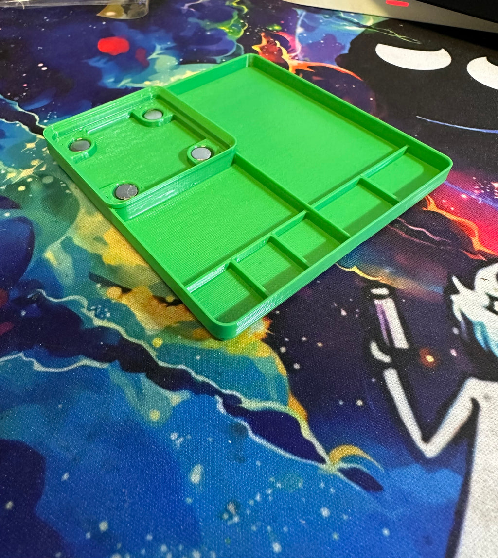 Gridfinity Big/Small Parts Tray W/ Removable 1x1 Screw Bin & Stackable Lid