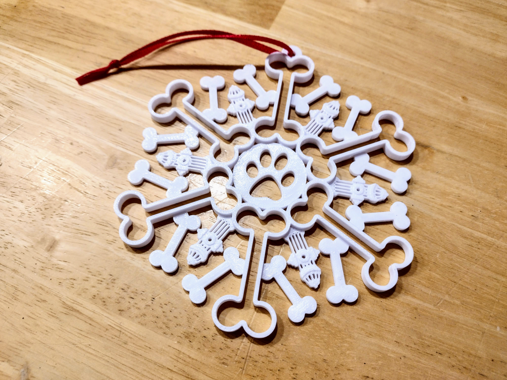 Dog Bone Snowflake Ornament