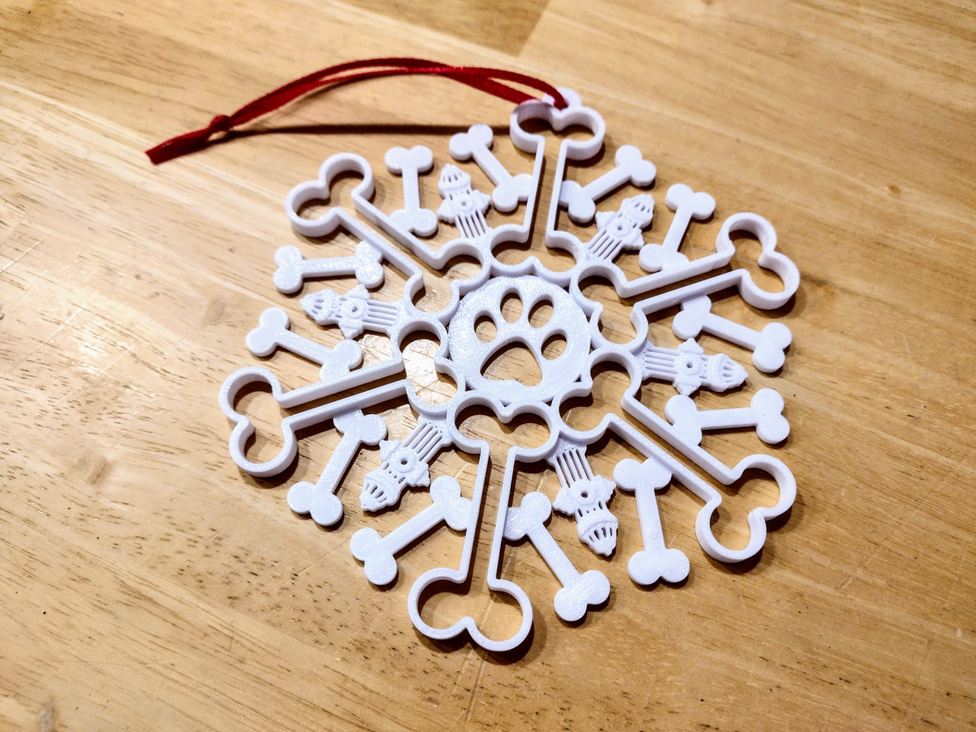 Dog Bone Snowflake Ornament