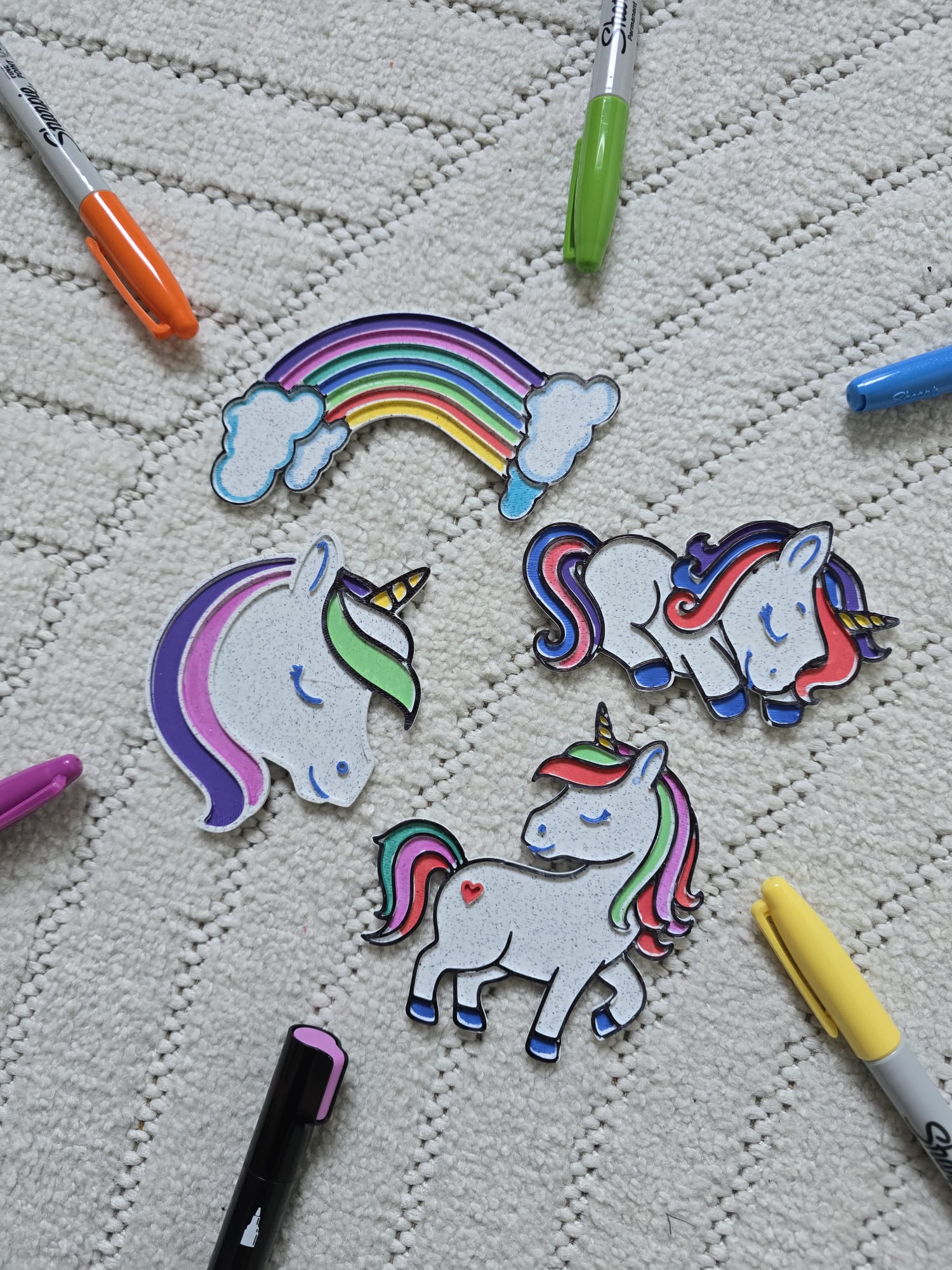 Rainbow Unicorn Horse Cute Love Coloring Plate Set