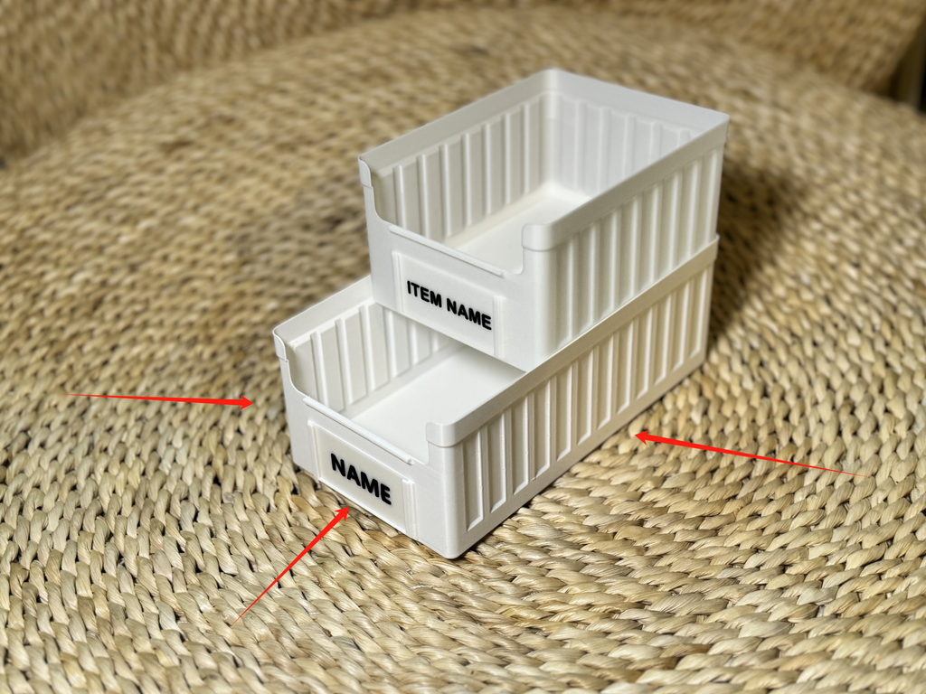 Stackable box with nameplate slot