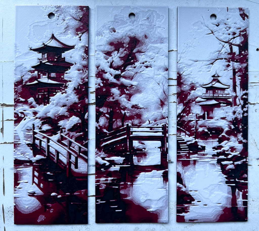 set of 3 Japanese garden bookmarks,hueforge