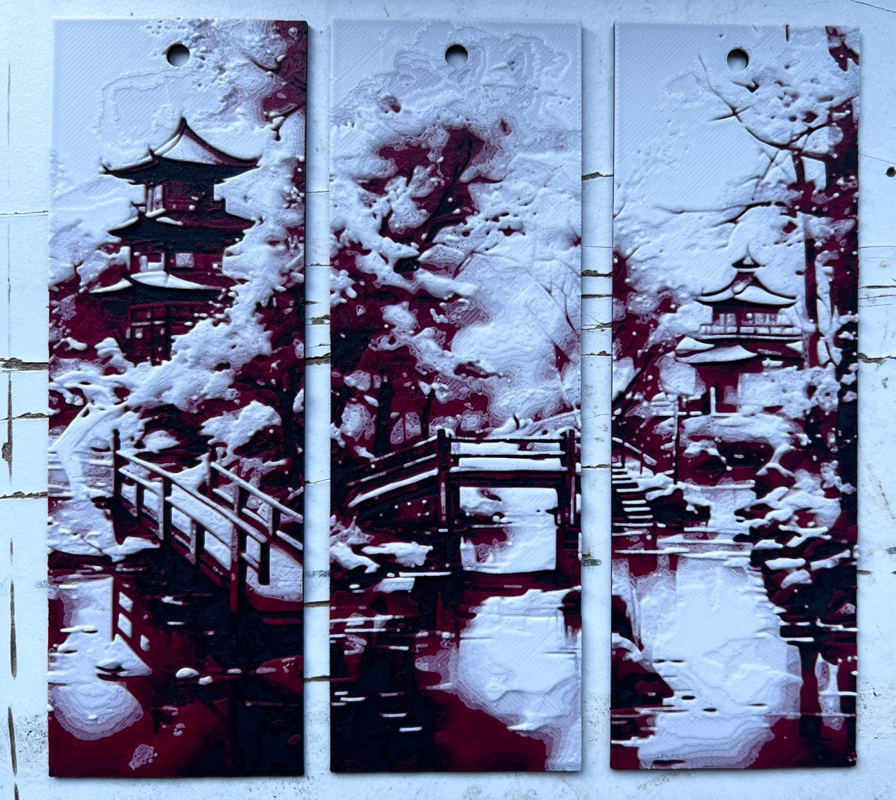 set of 3 Japanese garden bookmarks,hueforge