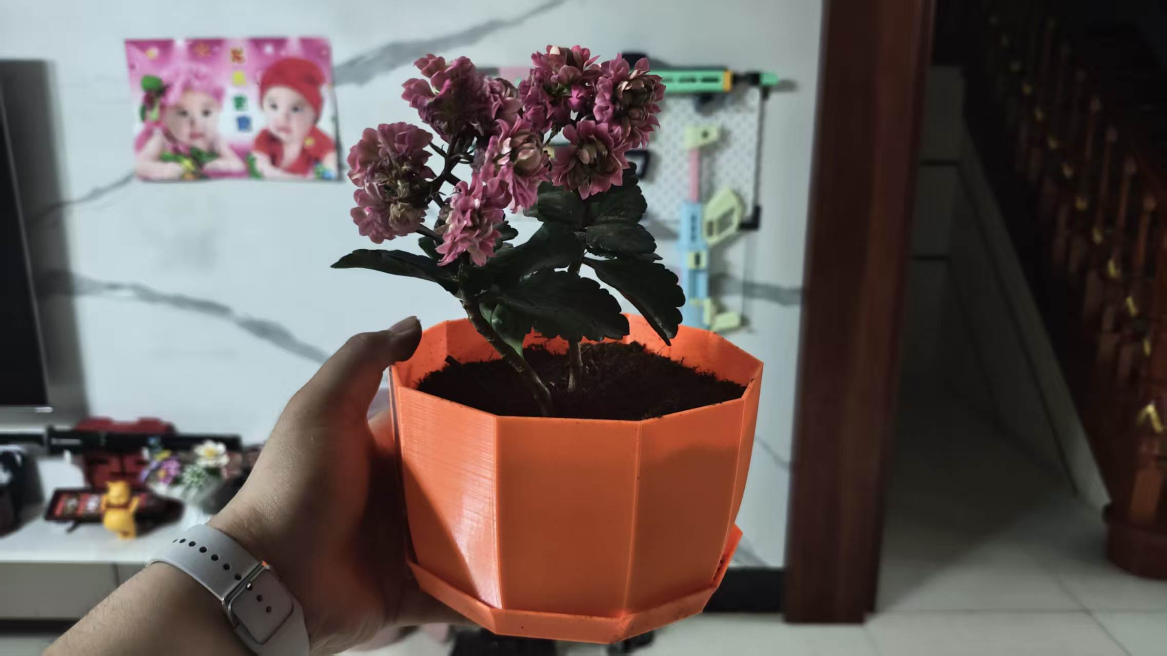 极简十角花盆及配套底托