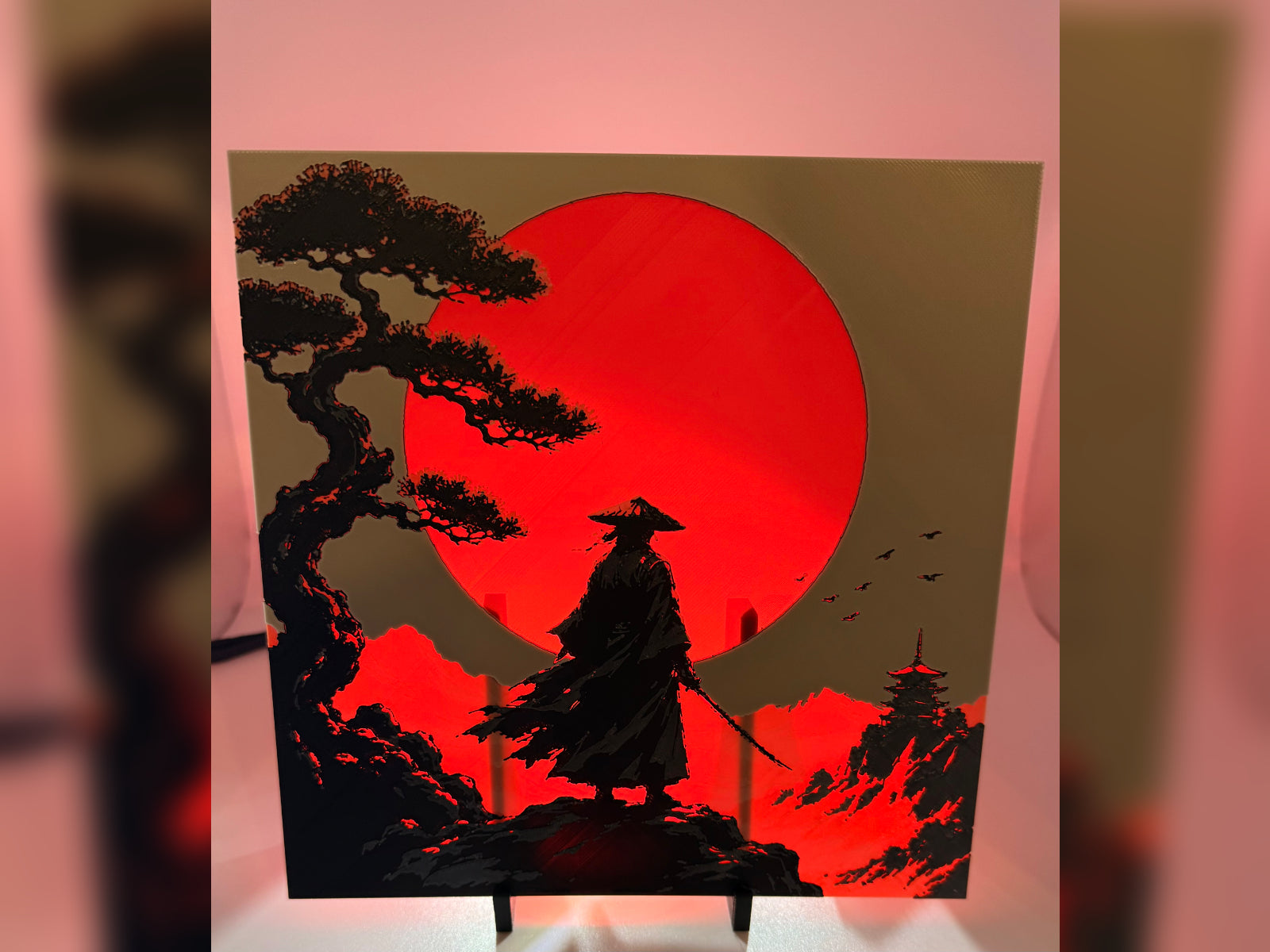 Ronin Beneath the Crimson Sun Hueforge Print