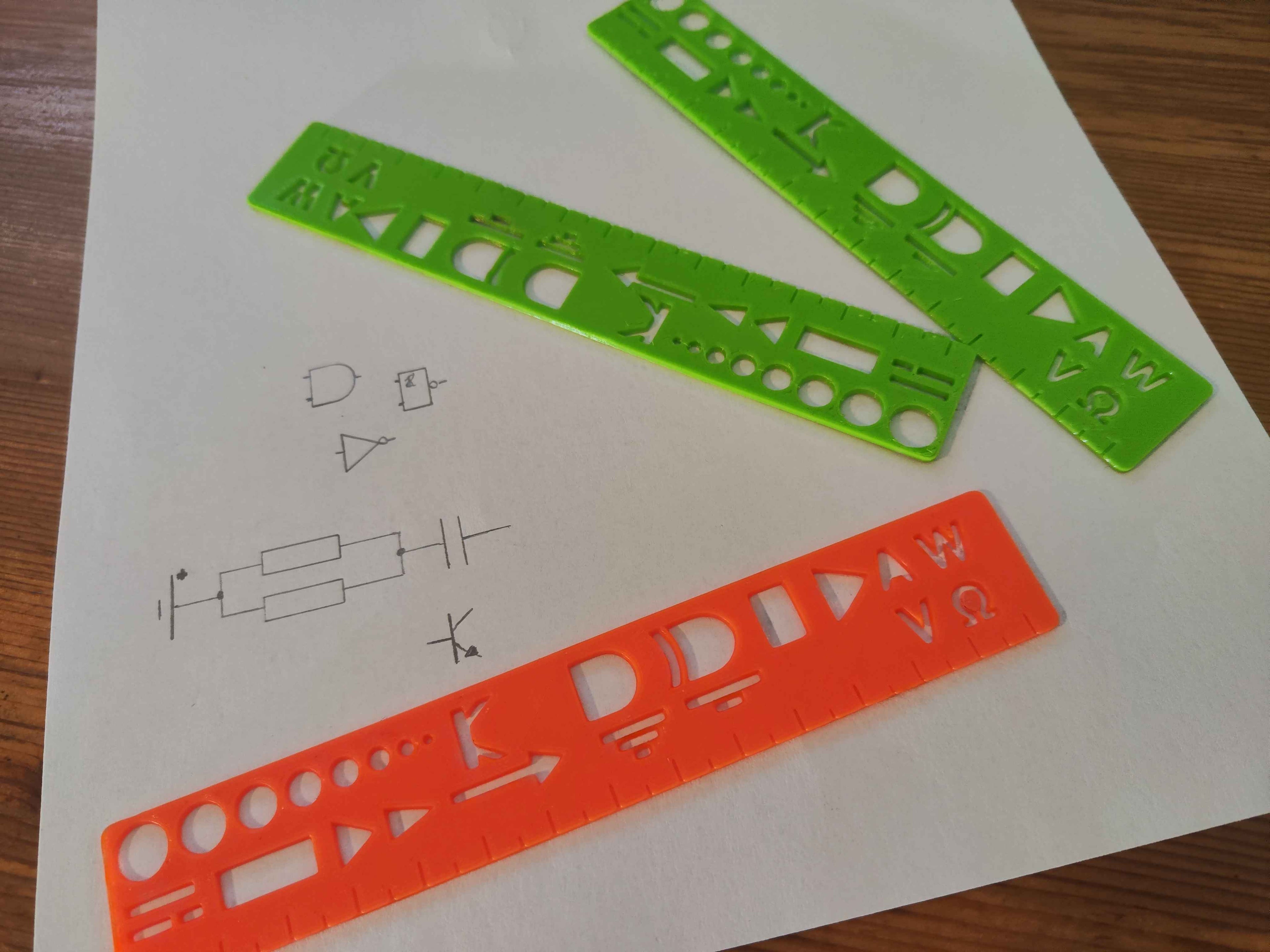 Template Ruler with Electrical Diagrams