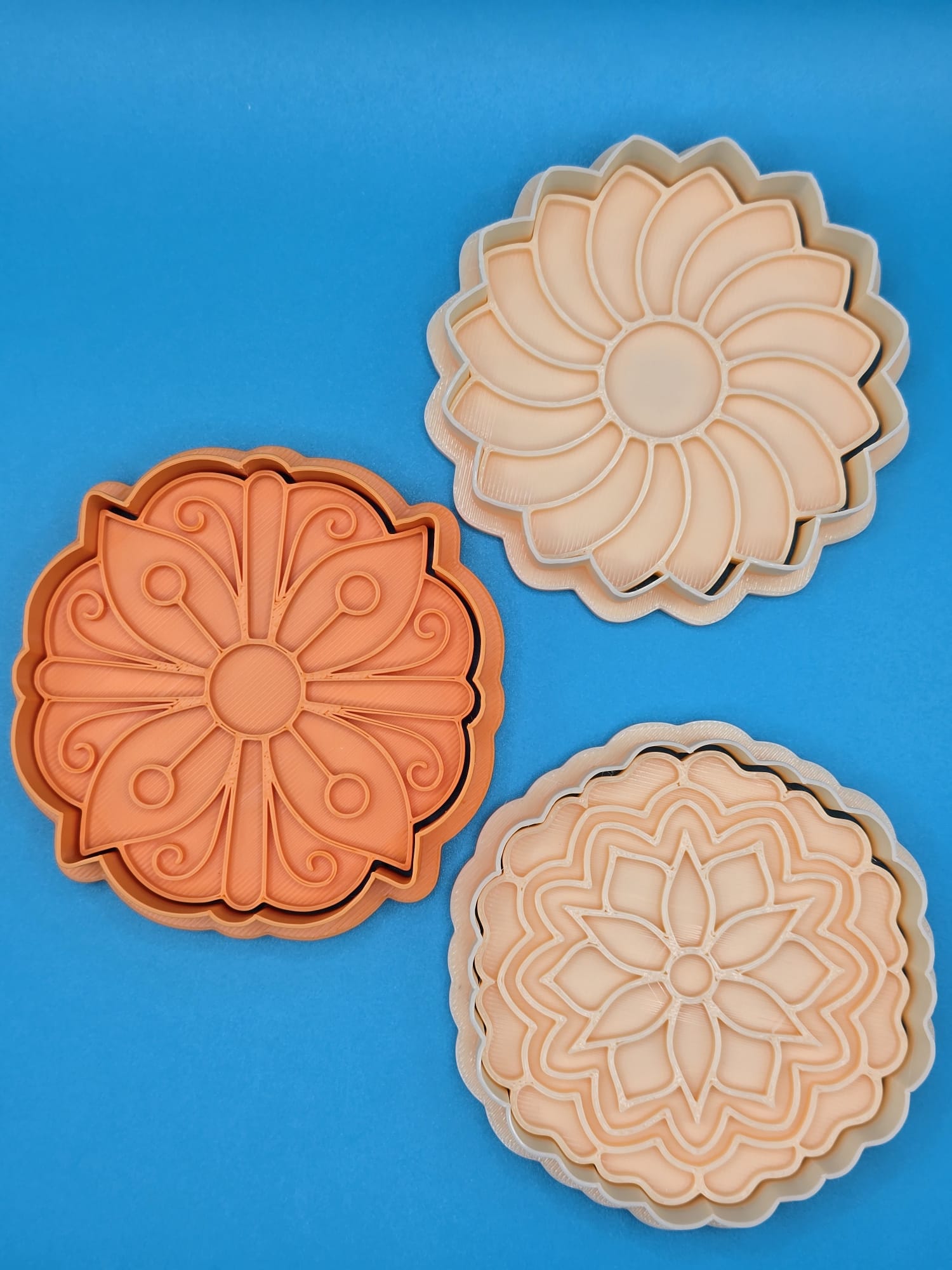 Flower Cookie Cutter Playdoh Stamp Set 3 Mandala