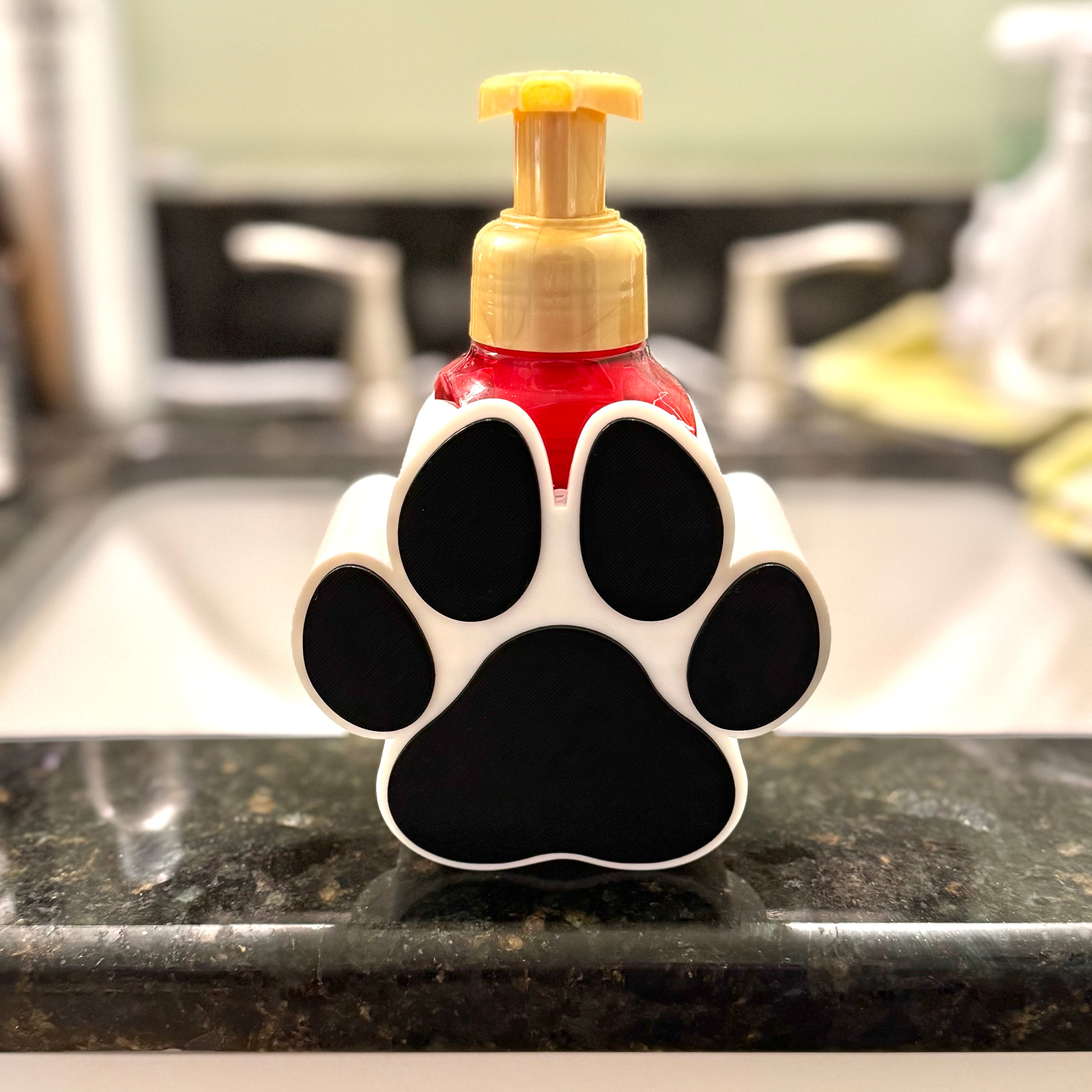 Paw Print B&BW Soap Bottle Holder