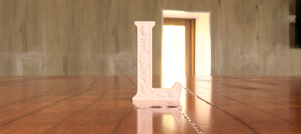 Standing Letter L in a Gypsum Floral Style
