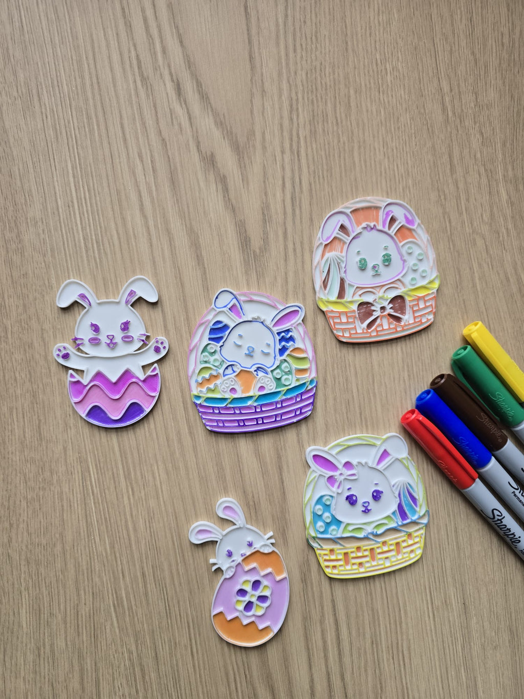 Easter Cute Bunny Egg Basket Coloring Set Sharpie