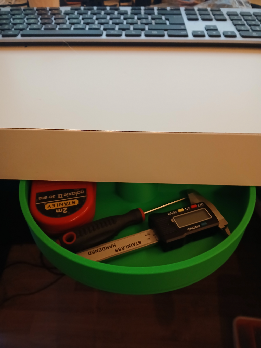 Turning desk drawer