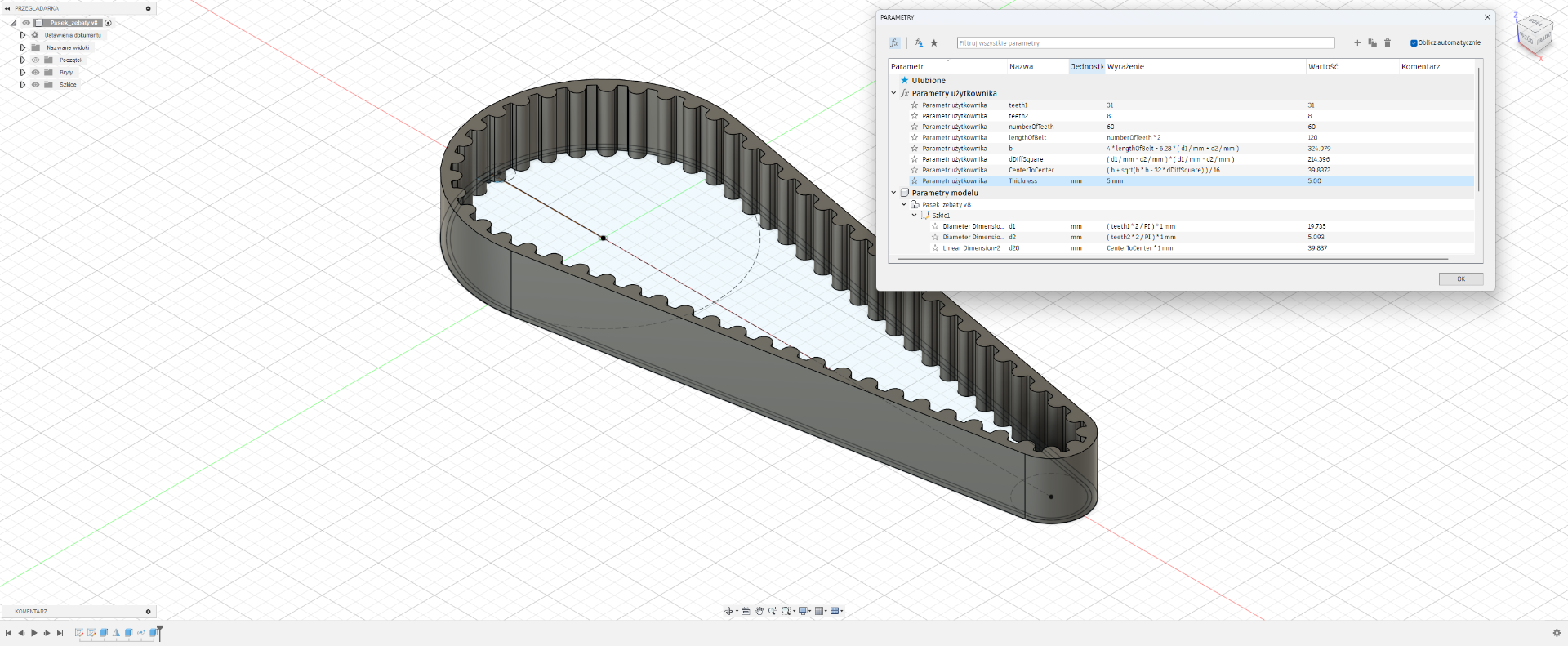 Parametric Rubber Belt Fusion 360