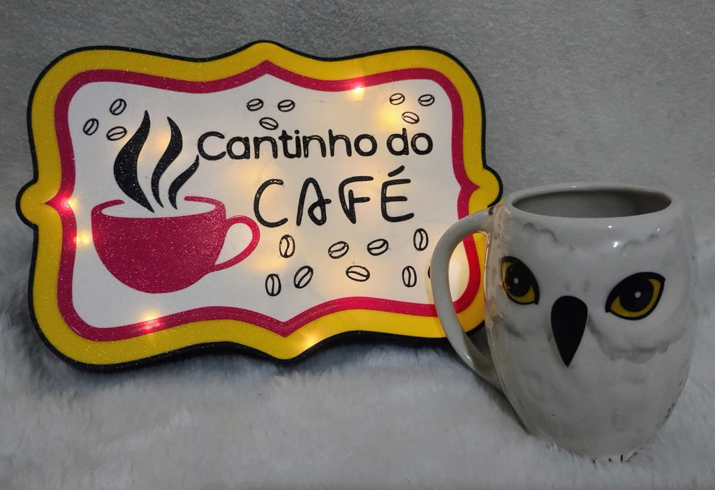 Placa ou luminária para cantinho do café