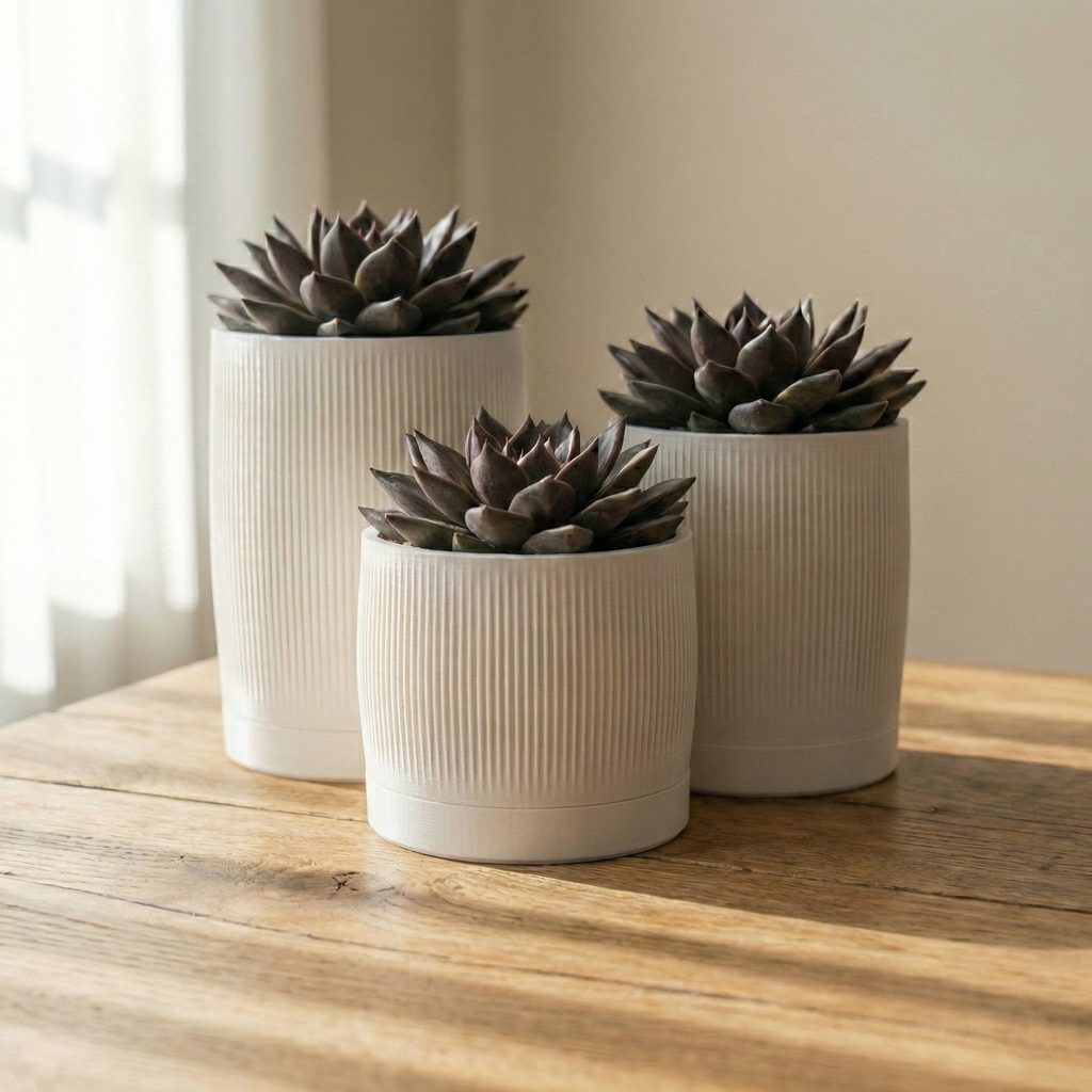 Azet – Modern Ribbed Planter Set
