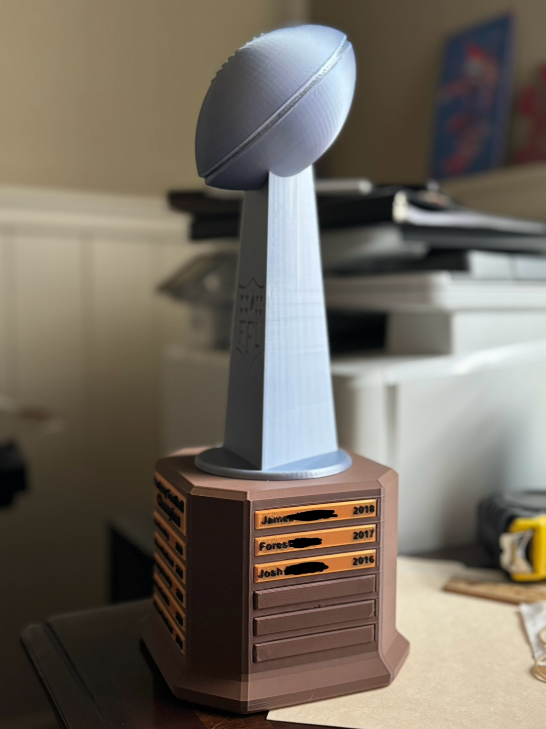 Fantasy Football Trophy w/ Magnetic Name Plates