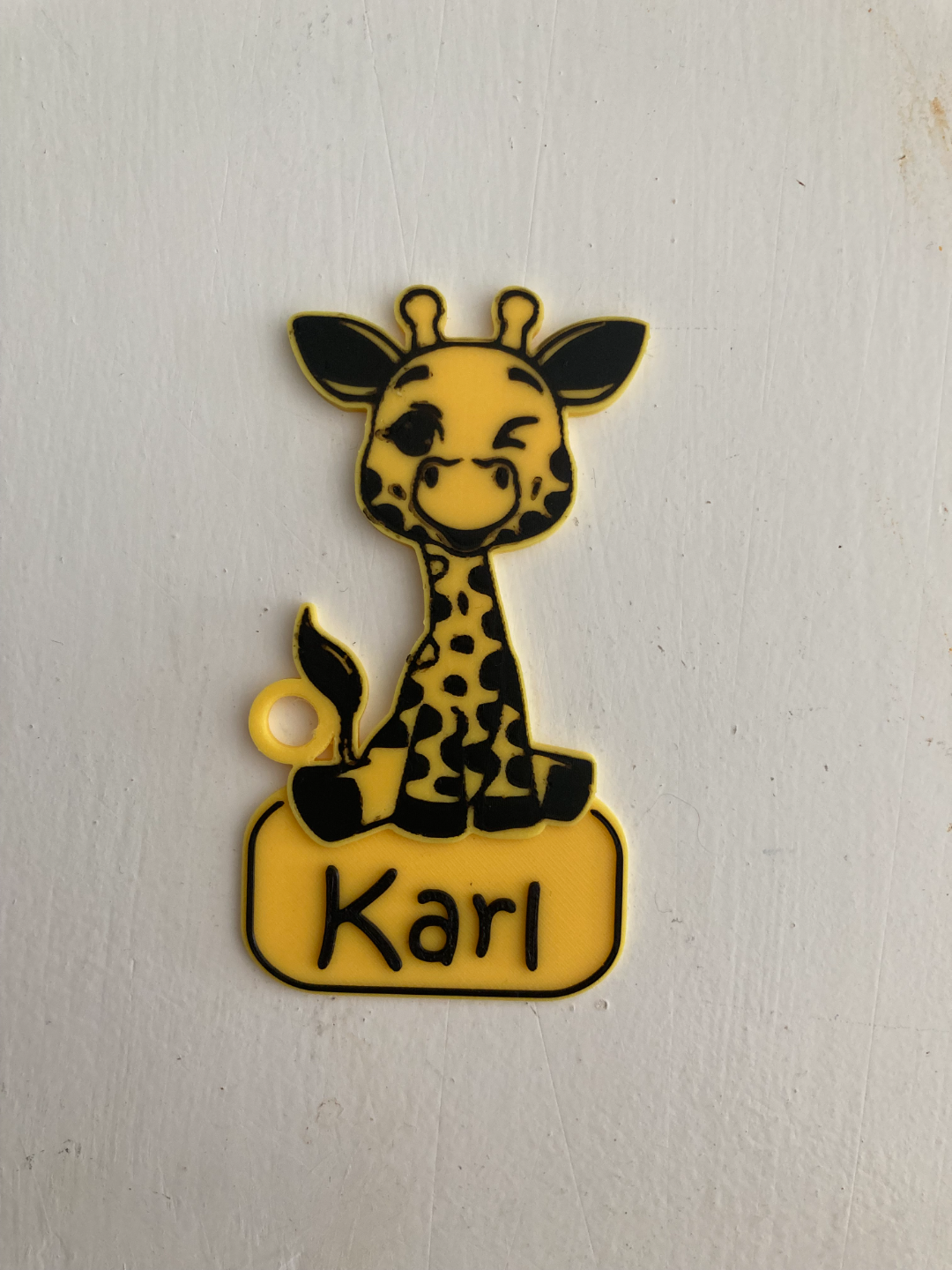 Giraffe name tag keychain