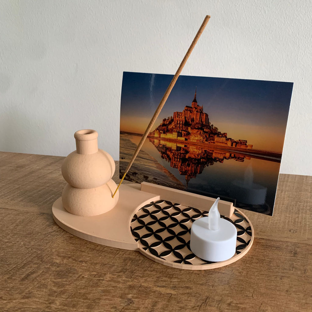 Incense, Postcard, frame and Photo Stand plus vase