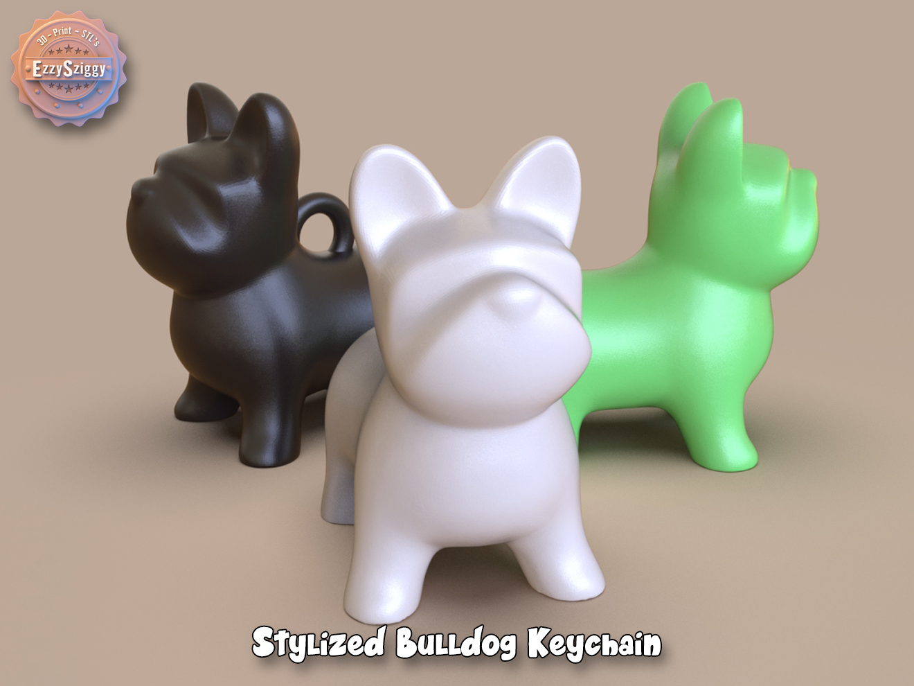 Stylized Bulldog Keychain