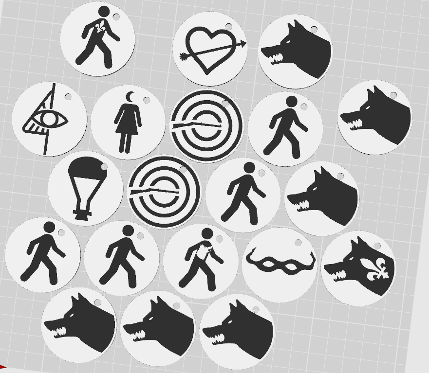 Werewolf game / Mafia - role card chips full set