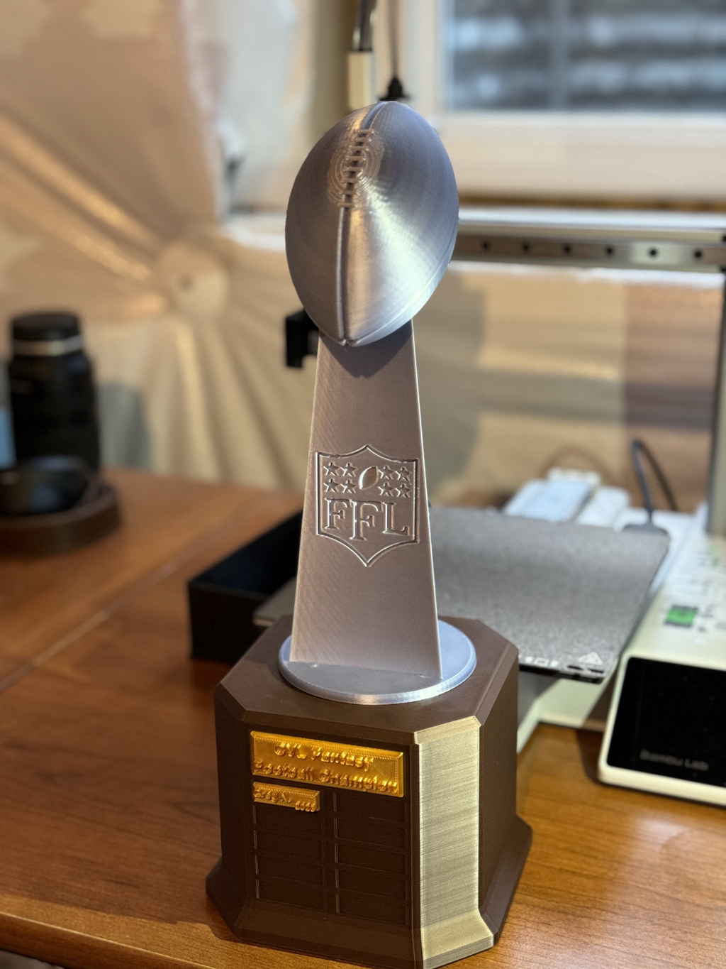 Fantasy Football League Trophy with nameplates