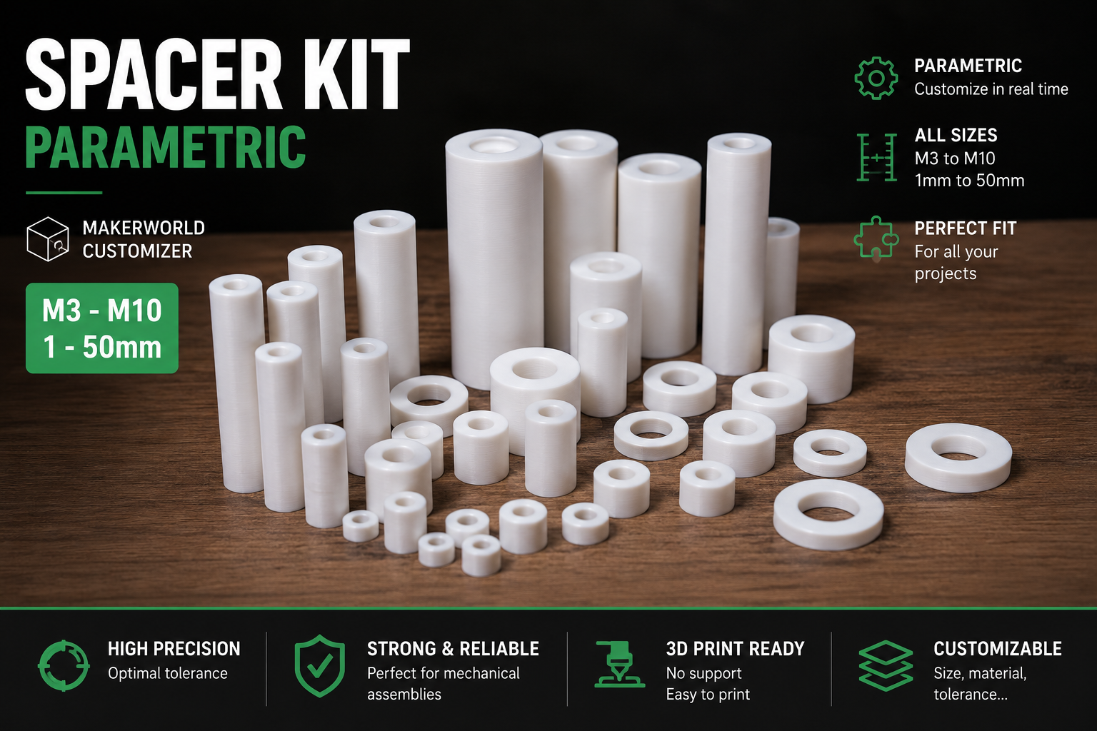Parametric Spacer Generator — M3 to M10