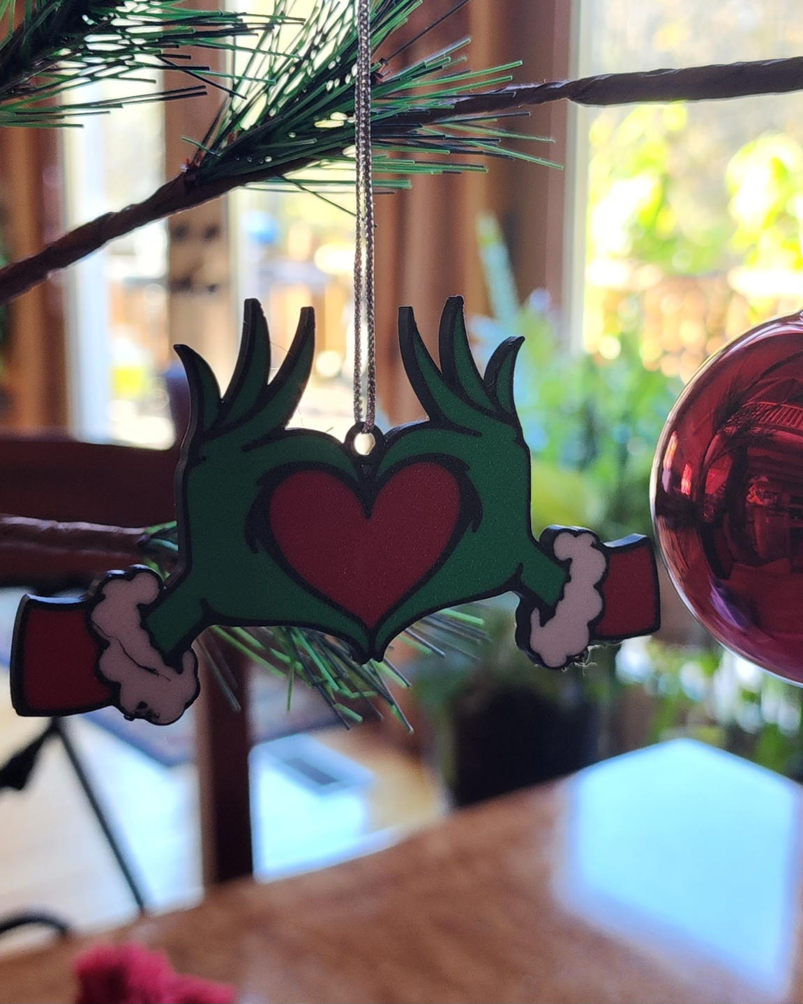 Grinch Heart Customizable Ornament or Keychain