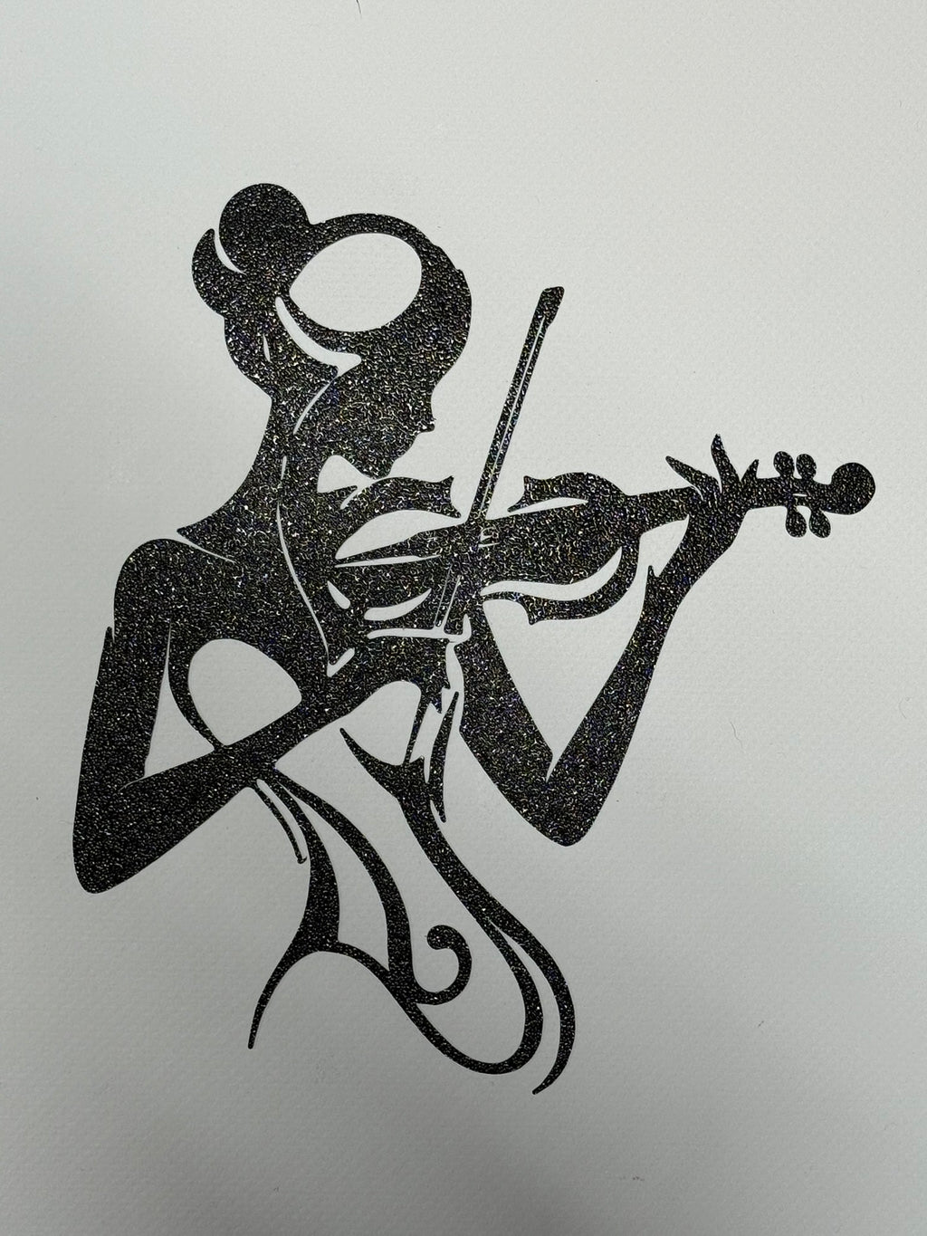 silhouette of a girl playing the violin (wall art)