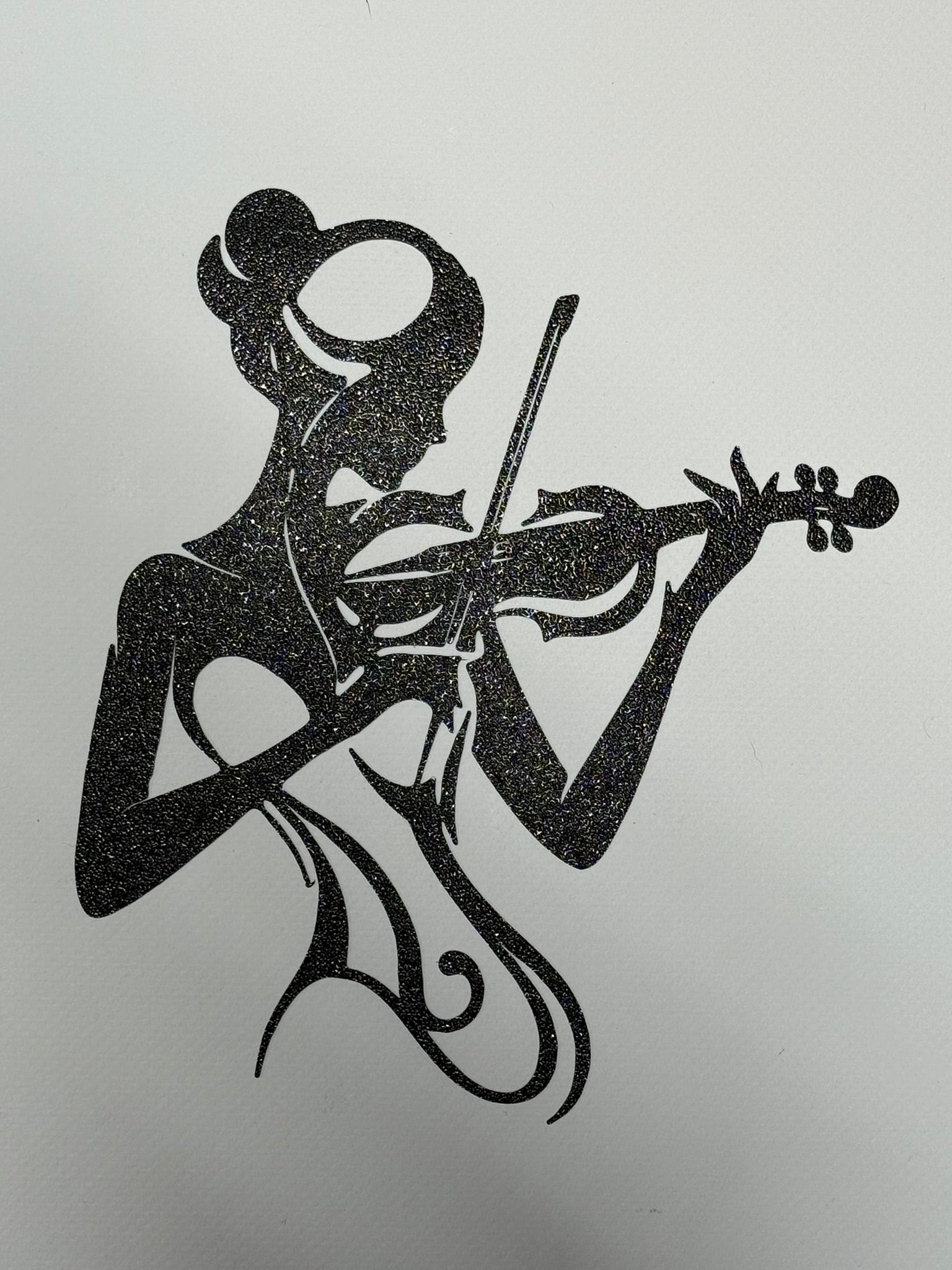silhouette of a girl playing the violin (wall art)