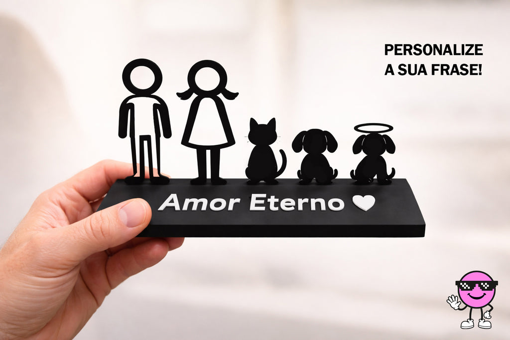 PLACA FAMÍLIA PERSONALIZADA COM FRASE AMOR ETERNO