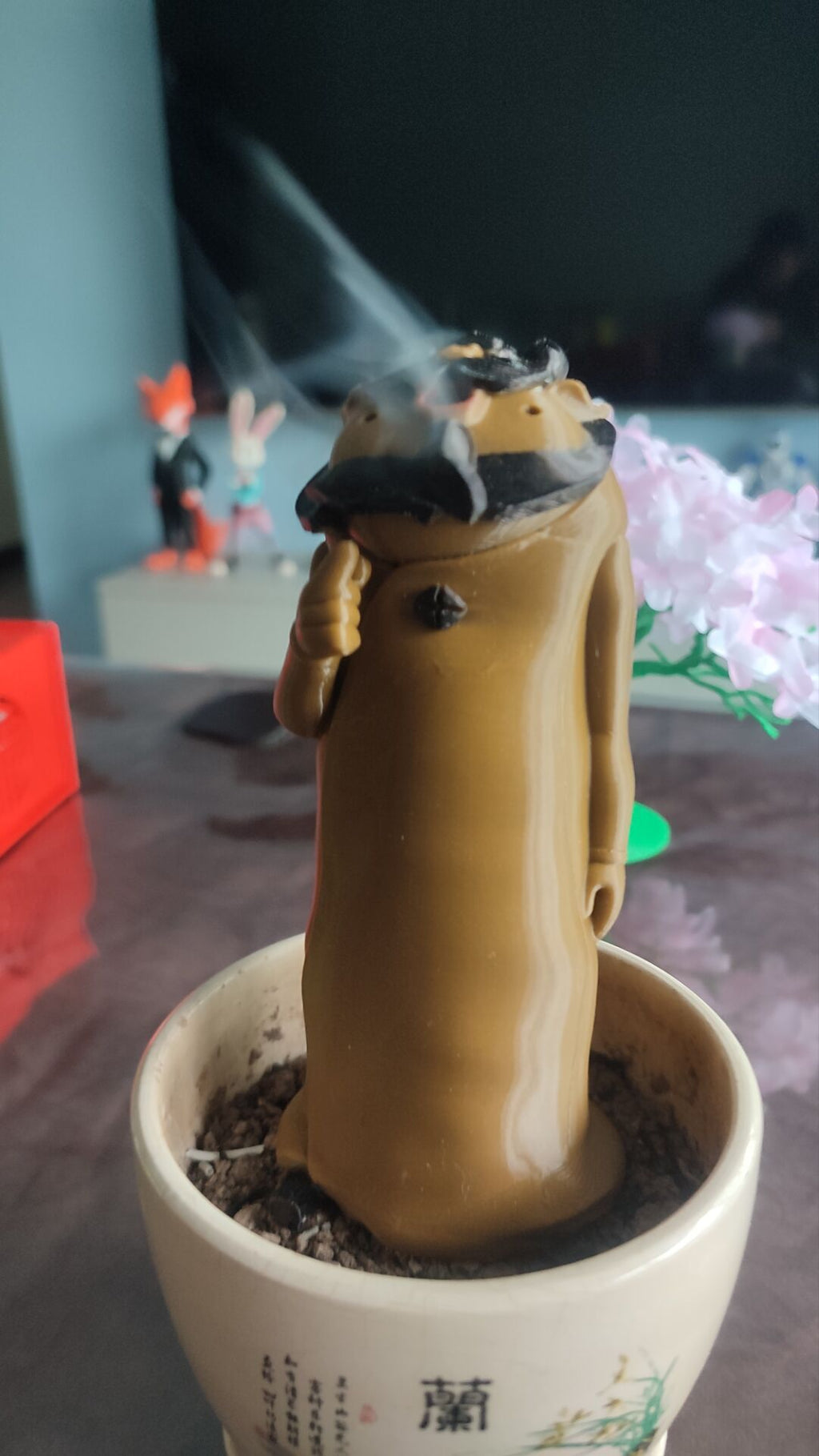 嘴巴吐烟香炉香薰抽象创意蠢萌古人钟馗燃香香炉中式书房茶桌桌面摆件