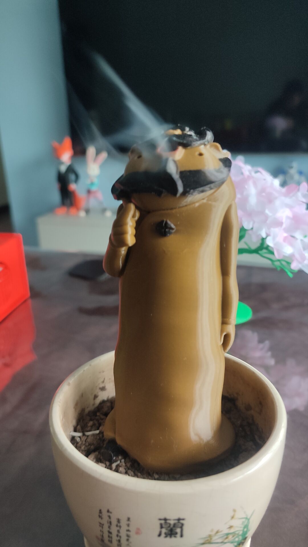 嘴巴吐烟香炉香薰抽象创意蠢萌古人钟馗燃香香炉中式书房茶桌桌面摆件