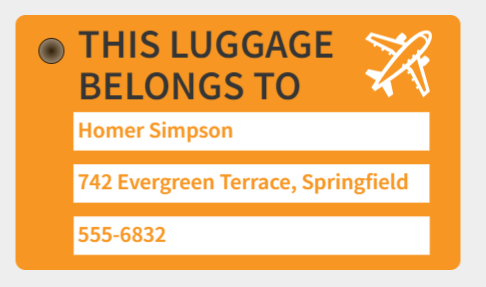 Homer Simpson Luggage Tag - Test or Fun print