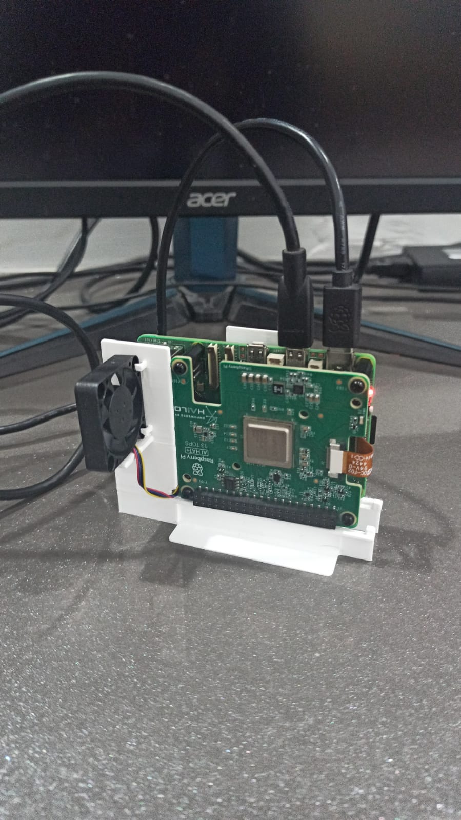 RPi 5 & AI HAT+ Vertical Stand (Low Filament)