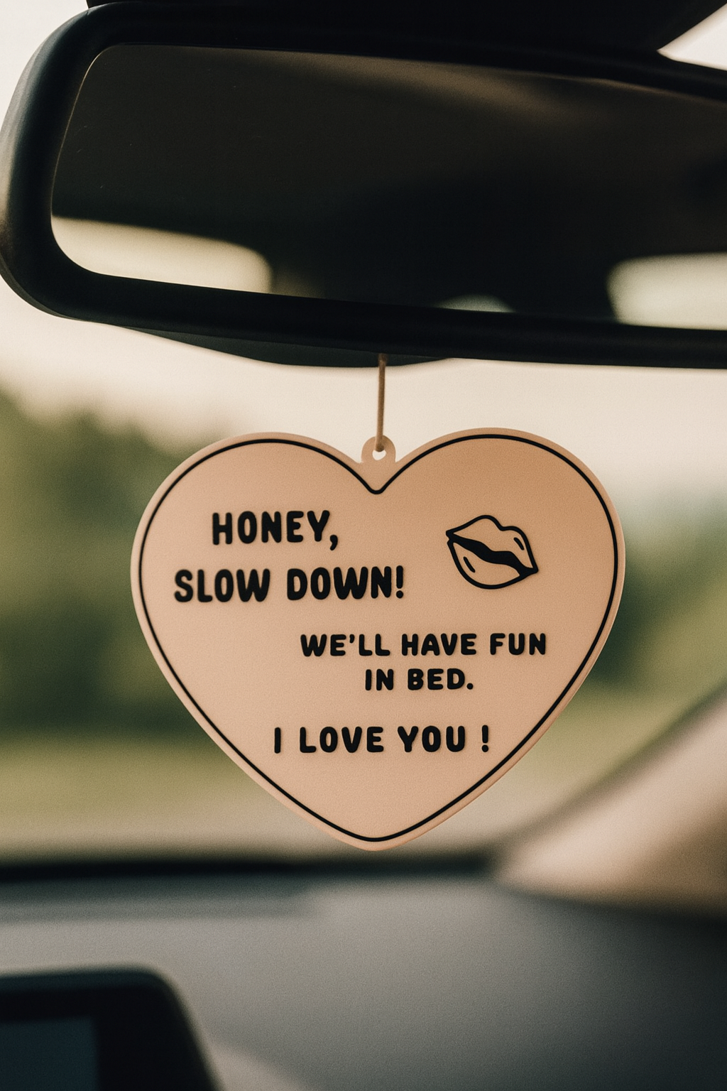 Honey, Slow Down! Romantic Rearview Mirror Hanger