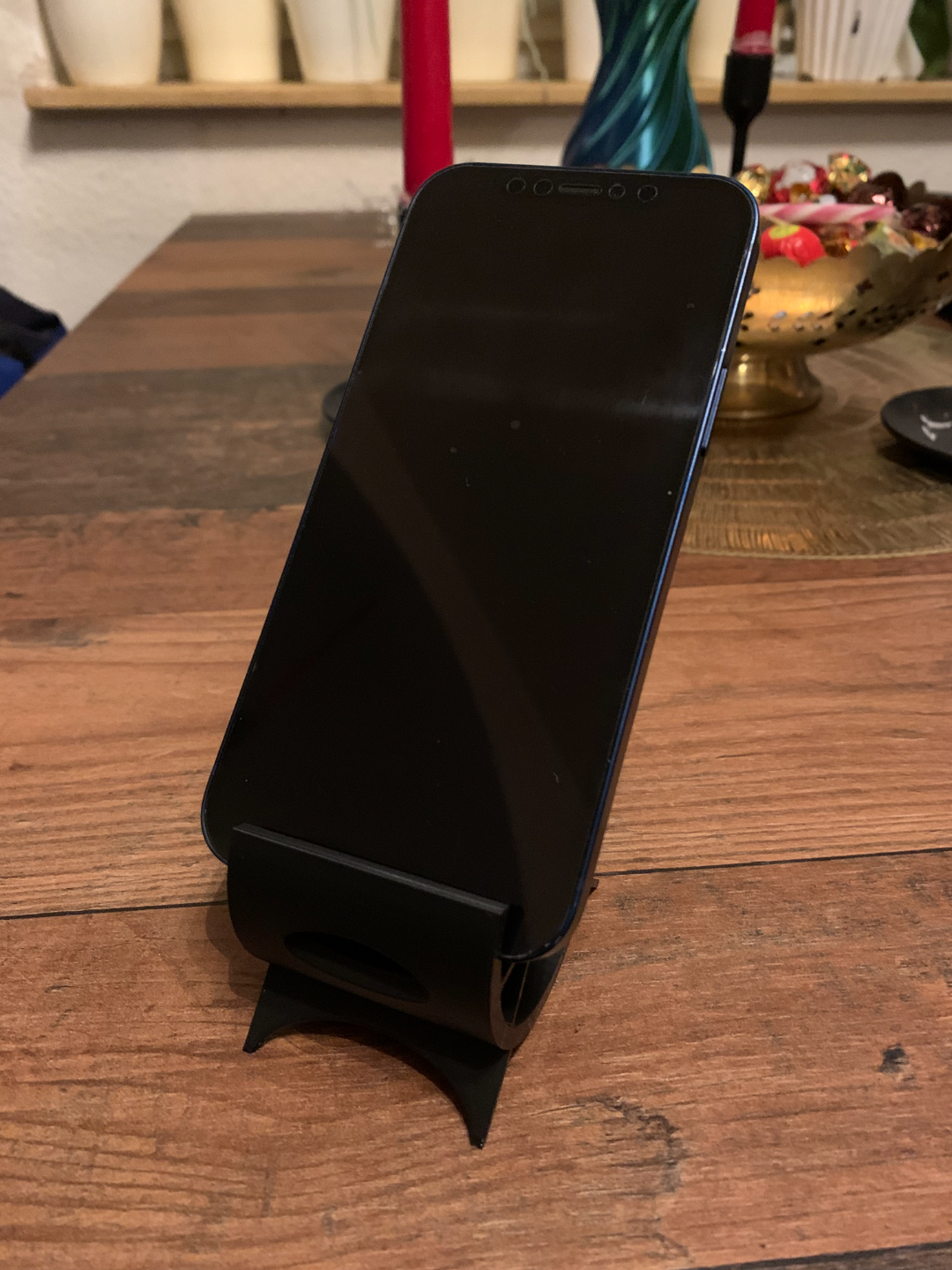 Phone stand with cable hole