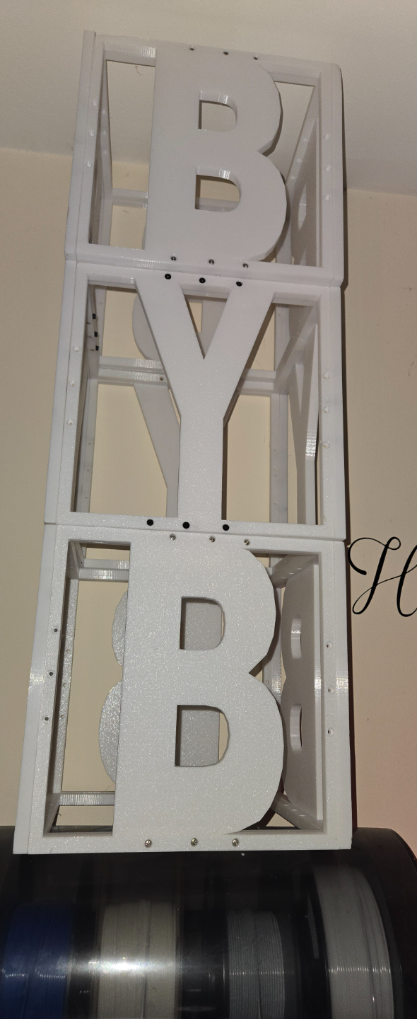 Letter boxes B-A-B-Y