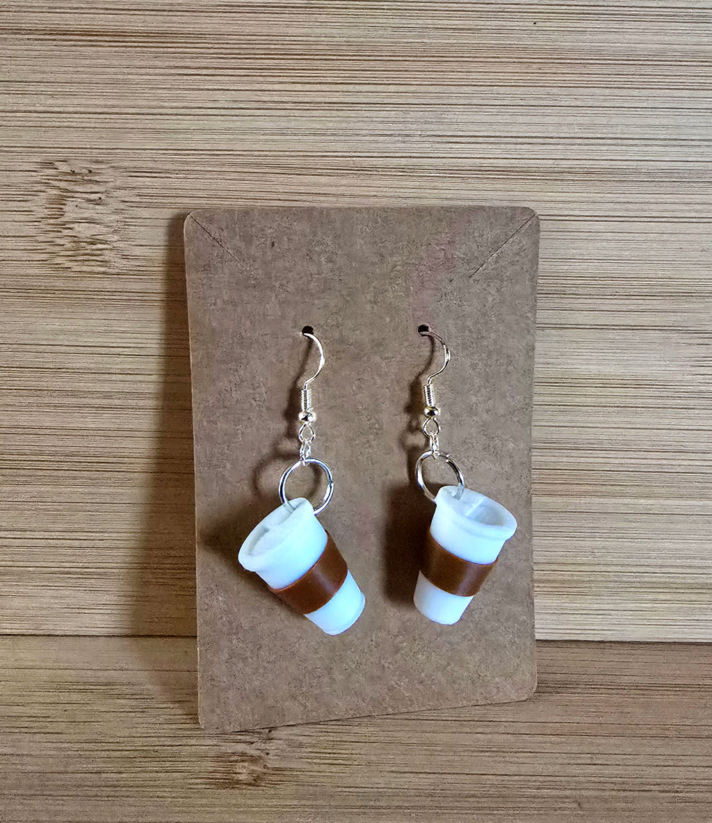 Cute Coffee Cup Dangle Earrings - Commercial Use