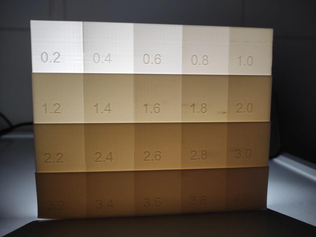 Litophane thickness test 0.2 Nozzle