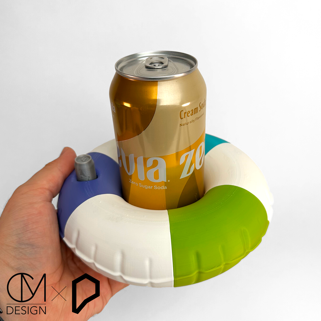 Pool Float Coaster - Inflatable donut ring koozie for bottles & cans