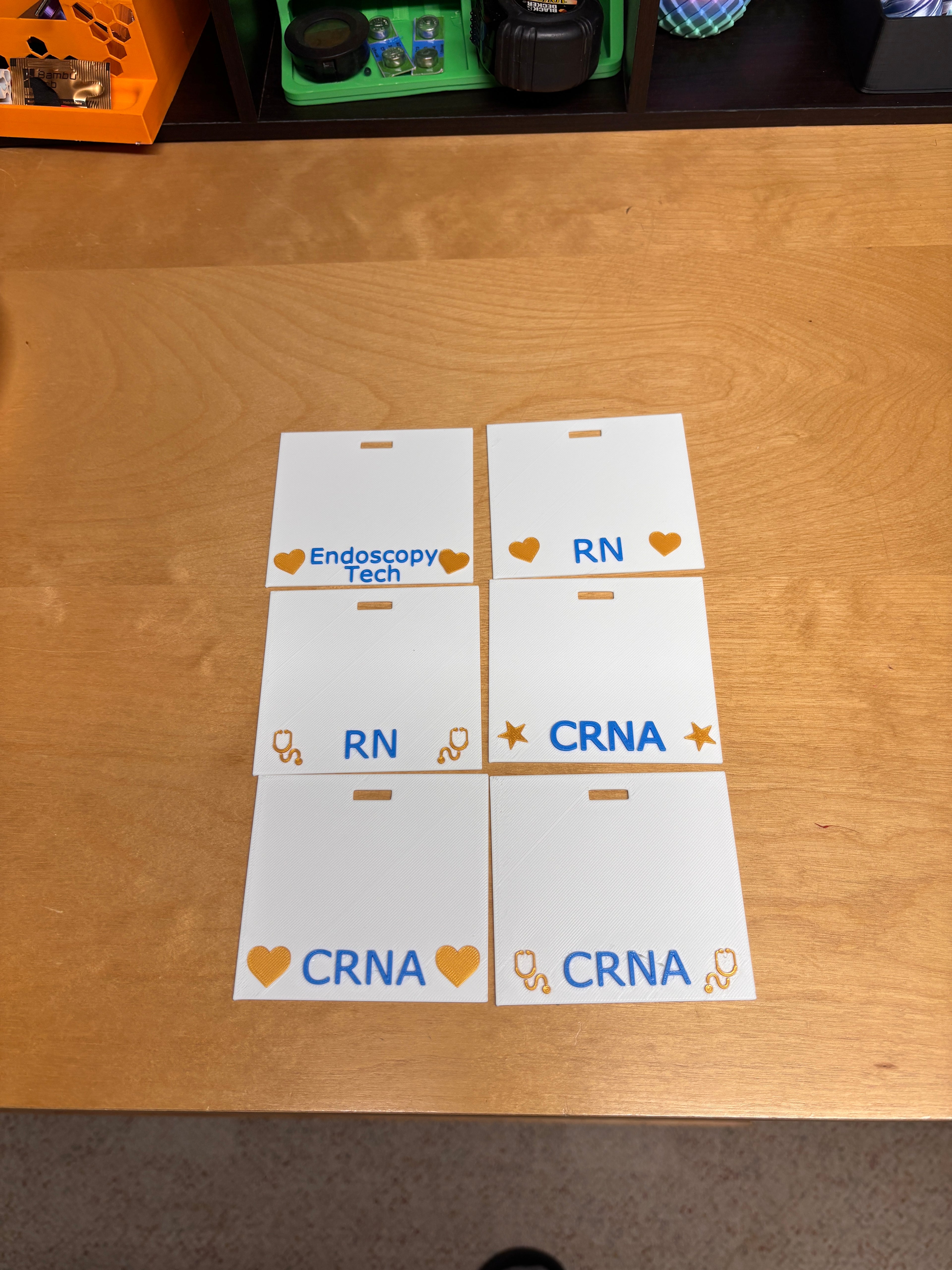 RN, CRNA, and Endoscopy Tech Badge Reel inserts