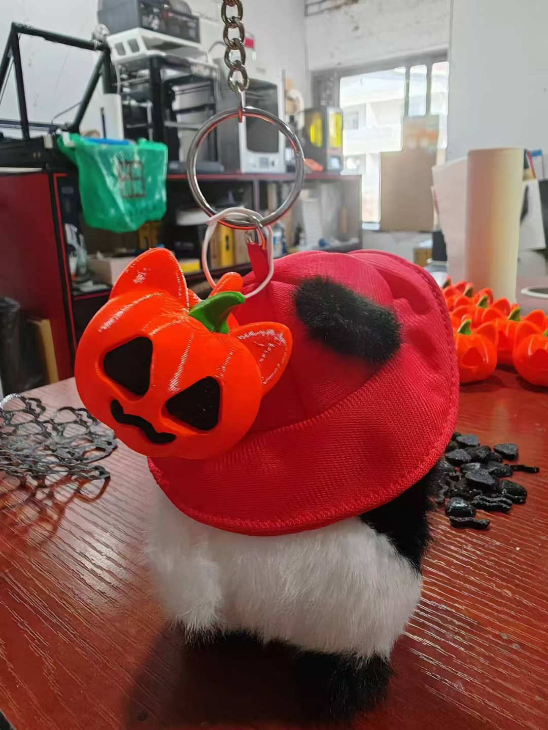 南瓜猫钥匙链/Halloween pumpkin cat keychain