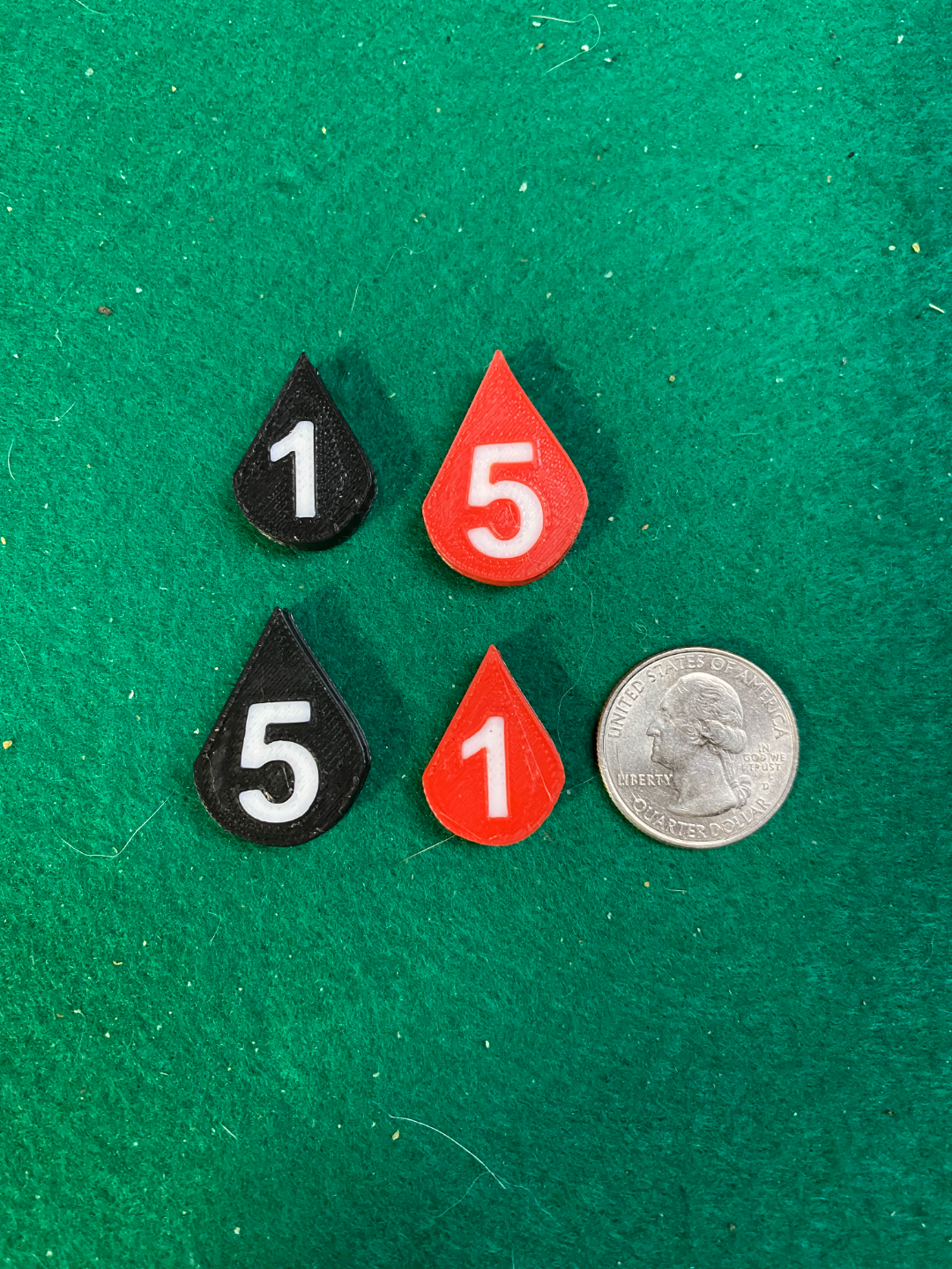 "Blood Pool" drop shaped gaming token