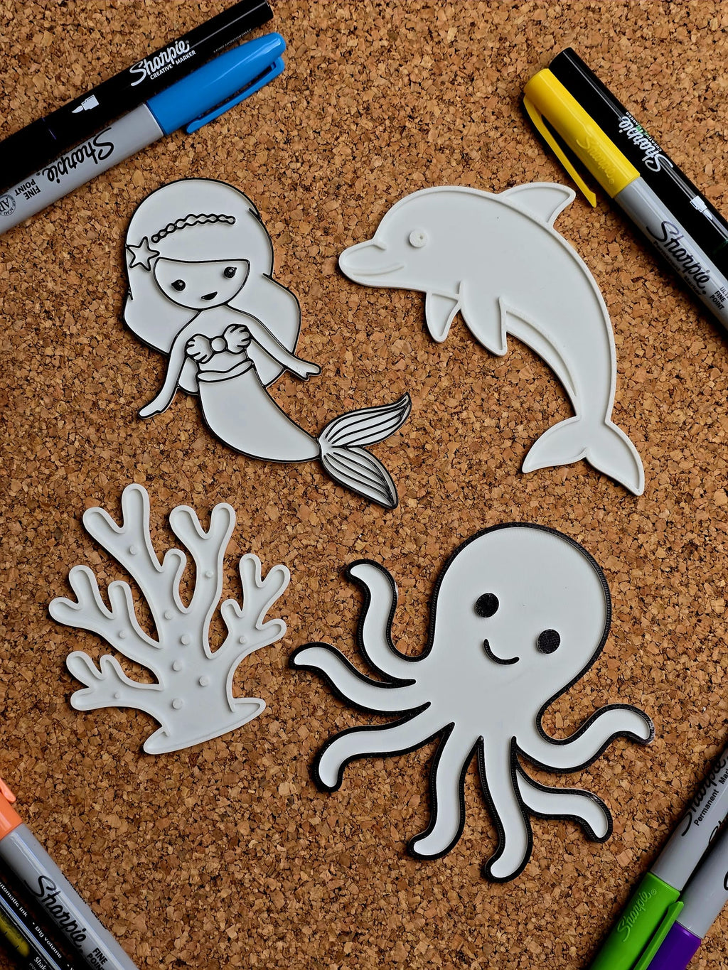 Mermaid Coral Octopus Dolphin Coloring