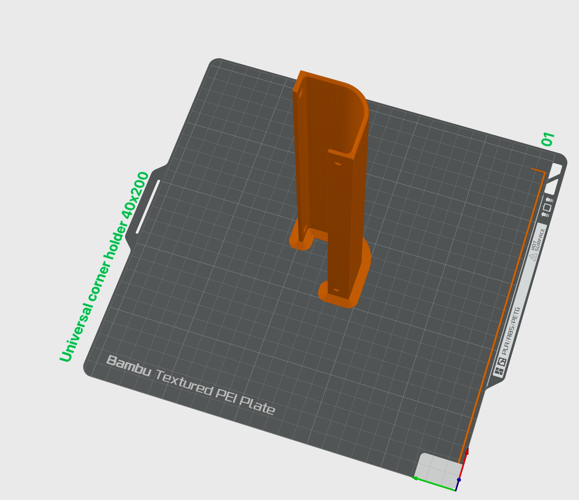 Universal corner holder 40x200 mm