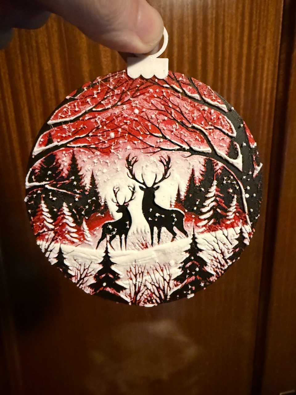 reindeer christmas ball at sunrise