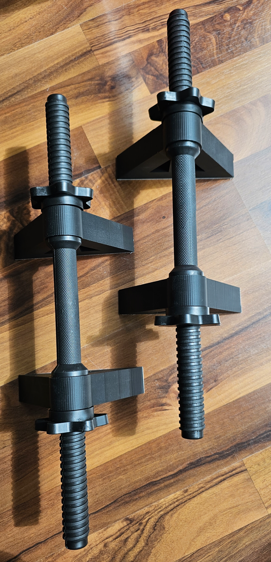Paralettes (push up stand) using a dumbbell rod